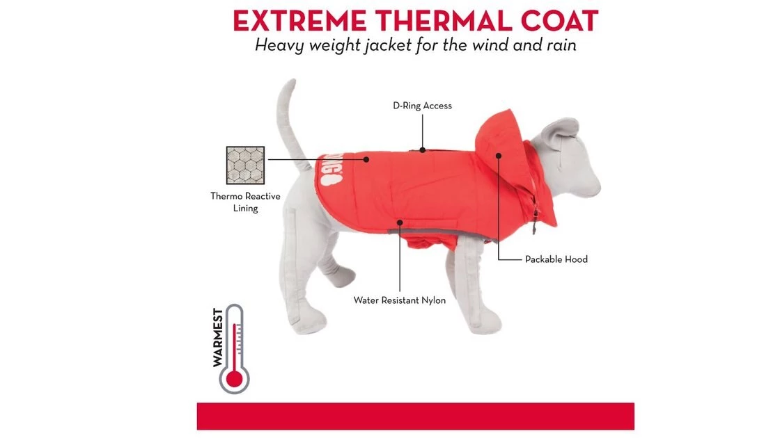 KONG Extreme Thermal Insulated Dog Parka, Red 3 KONG Extreme Thermal Insulated Dog Parka, Red - Image 2