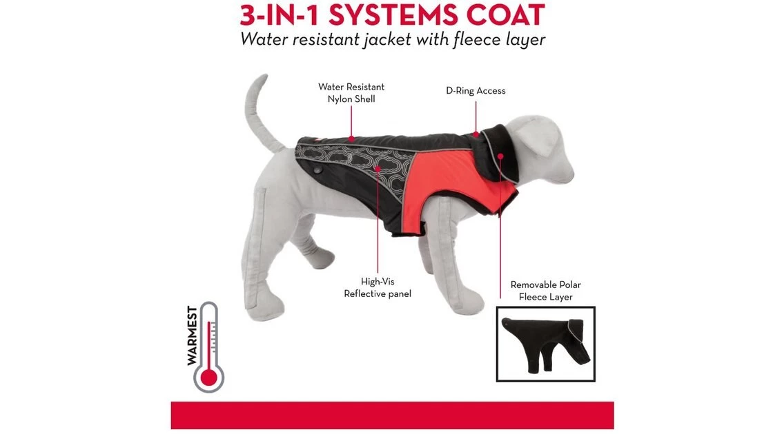 KONG 3-In-1 Systems Dog Coat, Black 3 KONG 3-In-1 Systems Dog Coat, Black - Image 2