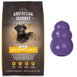 American Journey||KONG American Journey Active Life Formula Senior Chicken, Brown Rice & Vegetables Recipe Dry Food + KONG Senior Dog Toy, Large