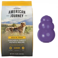 American Journey||KONG American Journey Senior Chicken & Sweet Potato Recipe Grain-Free Dry Food + KONG Senior Dog Toy, Large