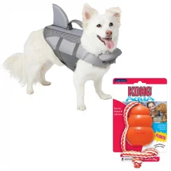 Frisco||KONG Frisco Shark Life Jacket + KONG Aqua Dog Toy, Medium