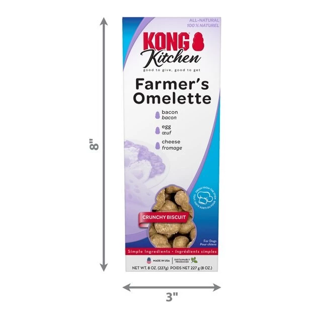 KONG Kitchen Farmers Omelette Grain Free Bacon & Cheese Crunchy Biscuit Dog Treats, 8-oz box 6 KONG Kitchen Farmers Omelette Grain Free Bacon & Cheese Crunchy Biscuit Dog Treats, 8-oz box - Image 4