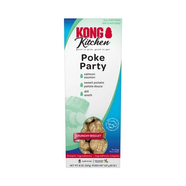 KONG Kitchen Poke Party' Salmon Crunchy Biscuit Dog Treats, 8-oz box 3 KONG Kitchen Poke Party' Salmon Crunchy Biscuit Dog Treats, 8-oz box