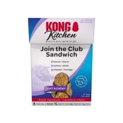 KONG Kitchen Join The Club Sandwich Grain-Free Bacon, Turkey & Cheese Chewy Dog Treats, 7-oz box