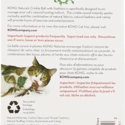 KONG Naturals Crinkle Ball with Feathers Cat Toy, Color Varies -KONG Toys Shop 62878 PT4. SY630 V1603165588