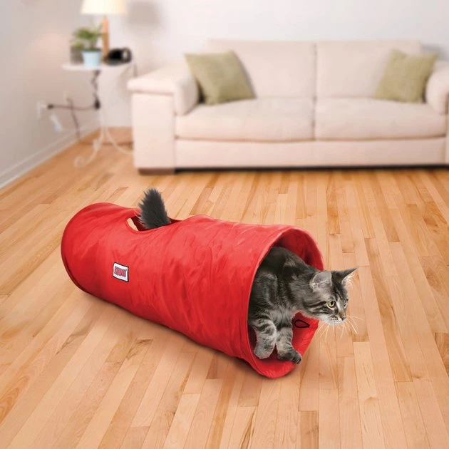 KONG Active Nylon Tunnel Cat Toy, Red 4 KONG Active Nylon Tunnel Cat Toy, Red - Image 2