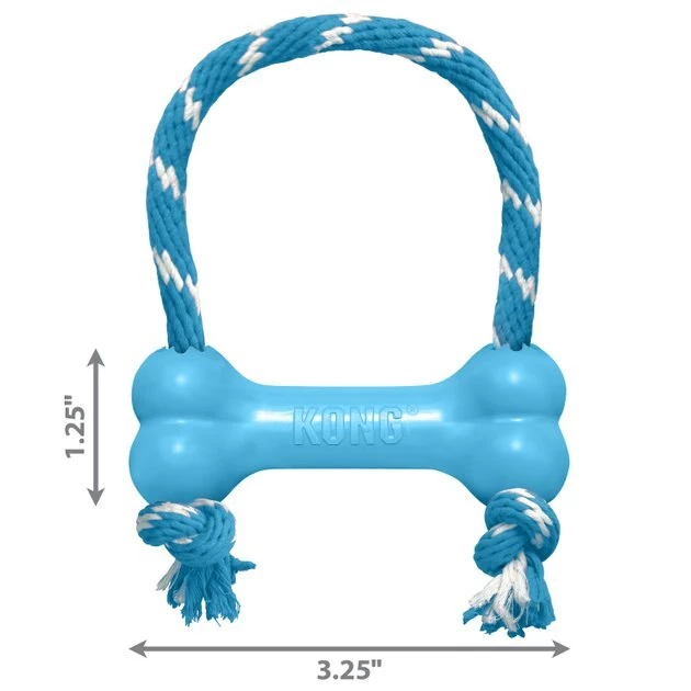 KONG Puppy Goodie Bone with Rope Dog Toy, Color Varies 5 KONG Puppy Goodie Bone with Rope Dog Toy, Color Varies - Image 3